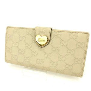 Authentic Gucci Wallet Purse Long Wallet Guccissima Beige Woman